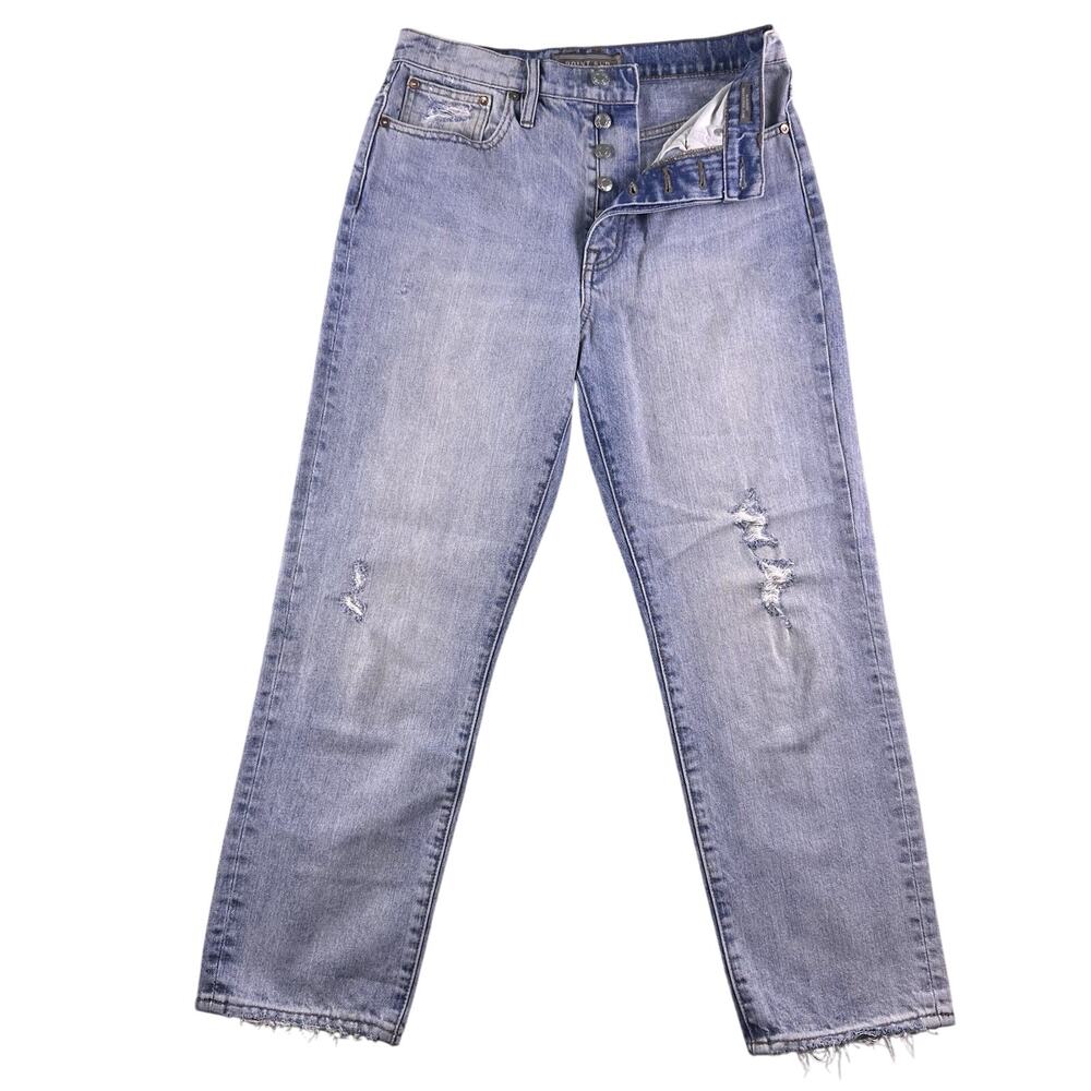 Point Sur Womens Sz 25 Button Fly High Rise Light Wash Tapered Distressed Jeans